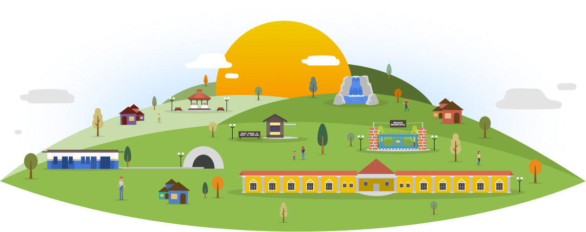 Ilustração de mapa interativo com lugares da cidade